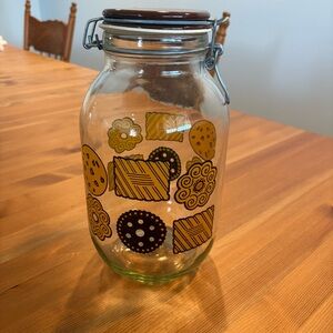 3L COOKIES Clear Canister Cookie Jar w/Sealed Canning Lid Large Vintage Carlton